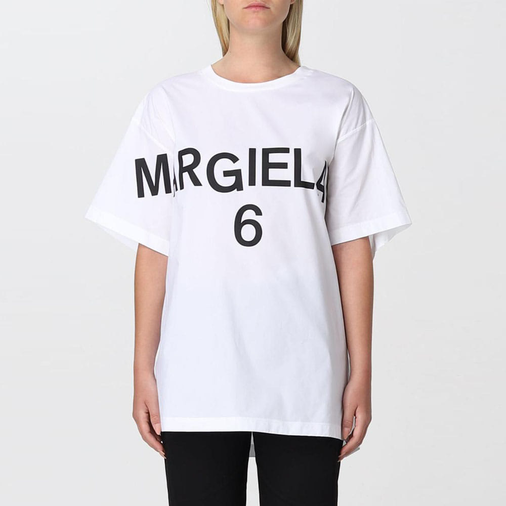 MM6 메종마르지엘라 6로고 티셔츠 화이트